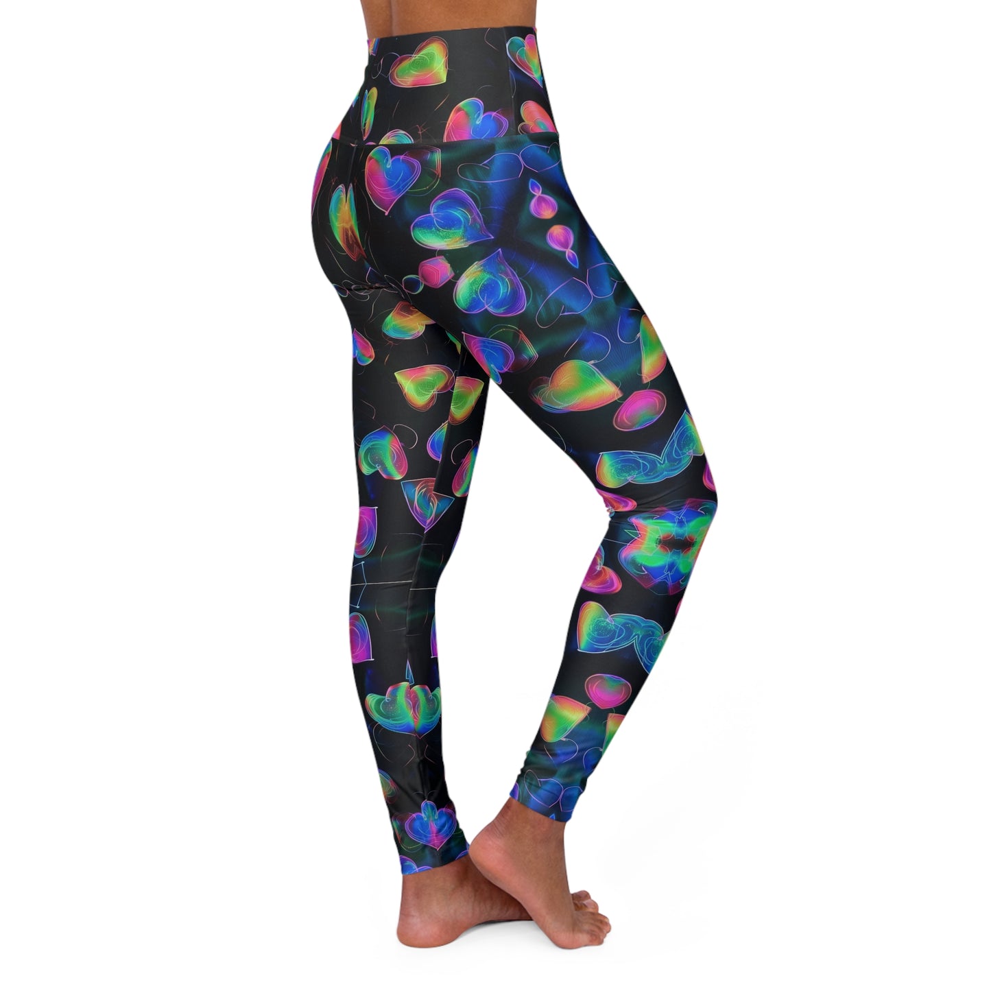 BCWA - Leggings - High Waisted Yoga Leggings - Neon Hearts