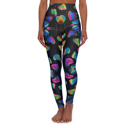 BCWA - Leggings - High Waisted Yoga Leggings - Neon Hearts