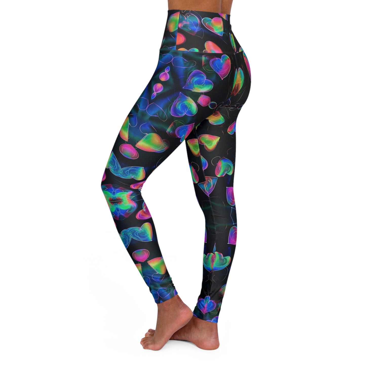 BCWA - Leggings - High Waisted Yoga Leggings - Neon Hearts