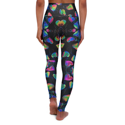 BCWA - Leggings - High Waisted Yoga Leggings - Neon Hearts